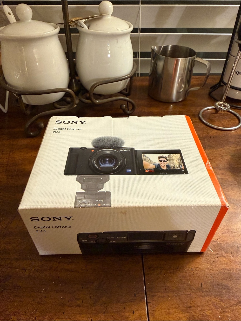 Sony ZV-1 Compact Digital Camera Box - White with Orange Accent
